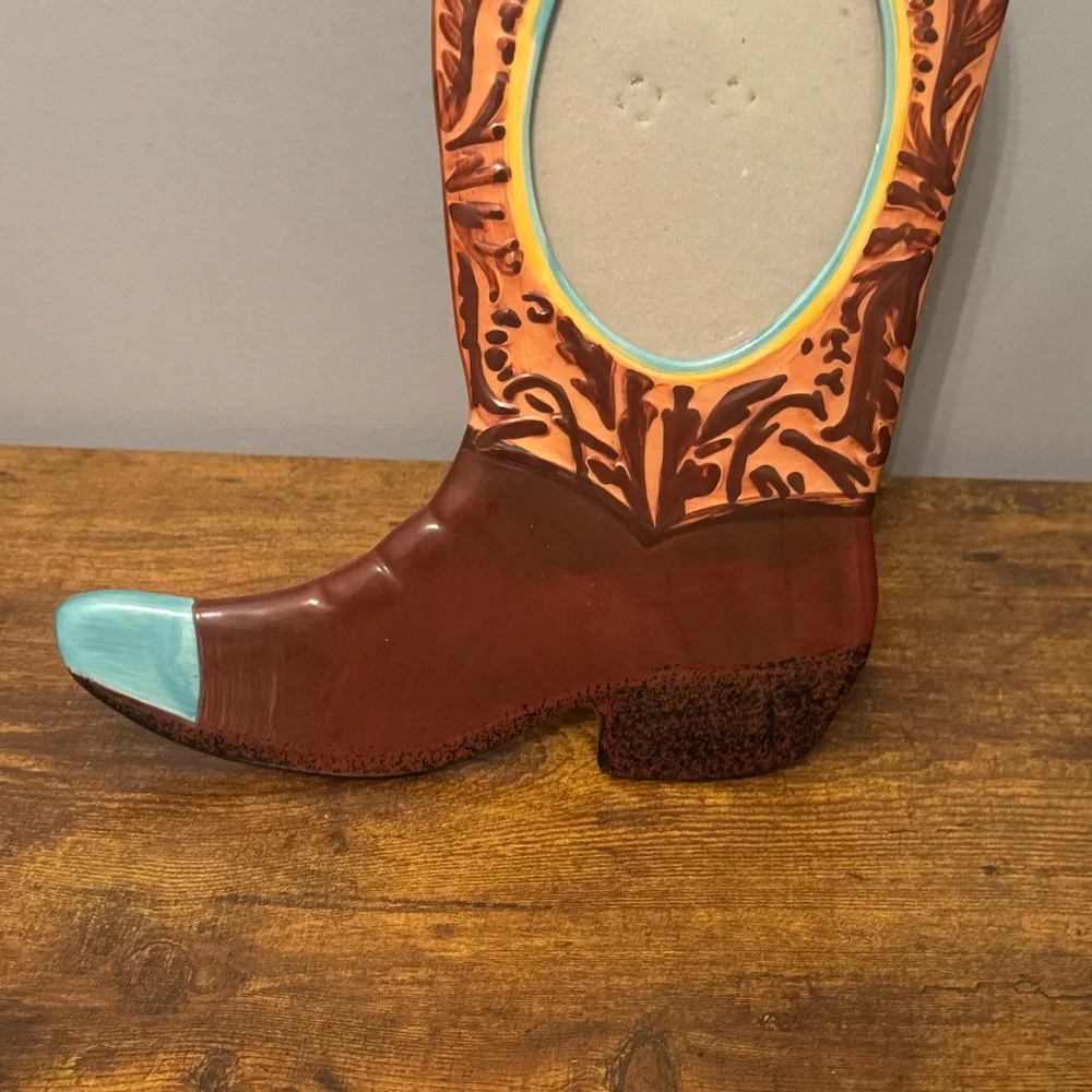 Becky Denny‎ Western Boot Picture Frame Pacific Handcrafted Hand-Painted